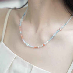 Throat Balance | Aquamarine Red Agate Necklace