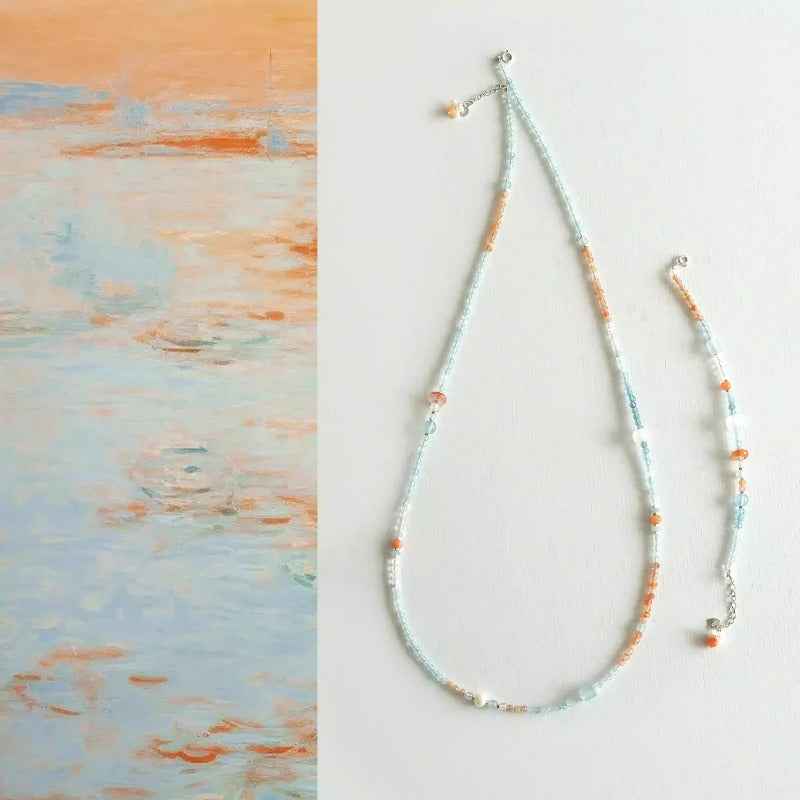Throat Balance | Aquamarine Red Agate Necklace