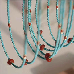 Sacral Expression | Red Agate Turquoise Necklace
