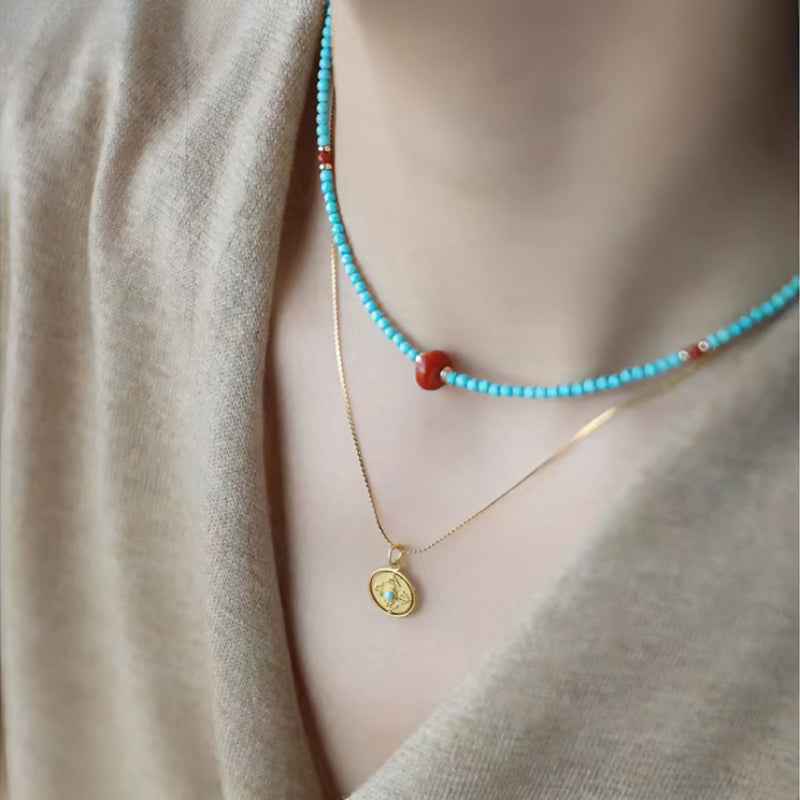 Sacral Expression | Red Agate Turquoise Necklace