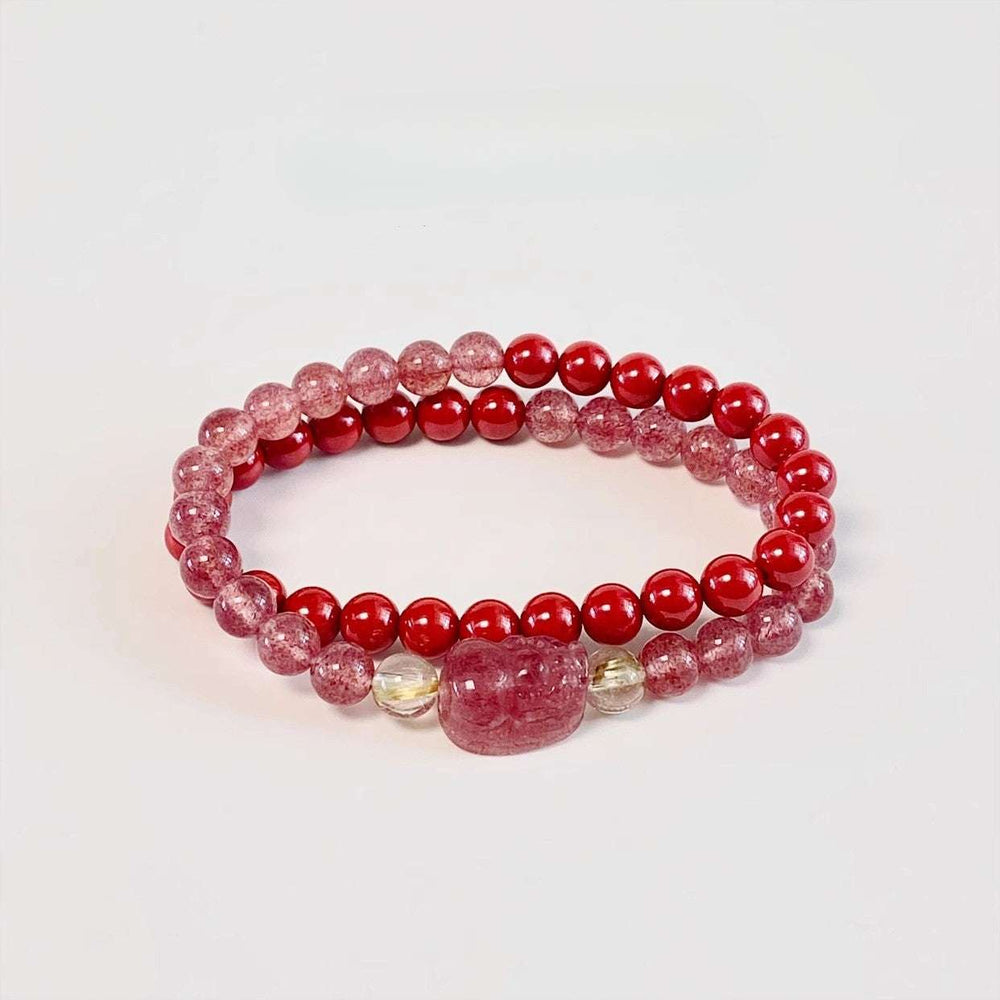 AURA LITH Aries Vitality Rutilated Quartz Zodiac Bracelet, a natural gemstone bracelet for relentless drive and action.