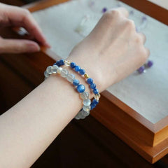 Handmade crystal jewelry featuring premium gray moonstone stacked for emotional healing, inner peace, and stress relief.
