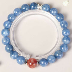 Close-up look of premium genuine kyanite crystals from AURA LITH healing gemstone jewelry.