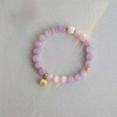 Premium kunzite crystal beaded bracelet variant from AURA LITH, perfect as a personalized mindfulness crystal gift for women.