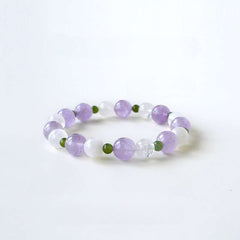 Premium amethyst and jade protective bracelet from AURA LITH, featuring a sacred Ru-Yu charm, perfect as a personalized crystal gift.