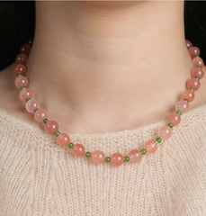 Premium ice southern red agate beaded necklace variant from AURA LITH, boosting positive transformation and vitality.