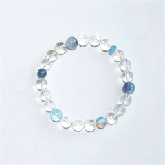 Elegant clear quartz and aquamarine beaded bracelet variant from AURA LITH, enhancing intuition and mental clarity.