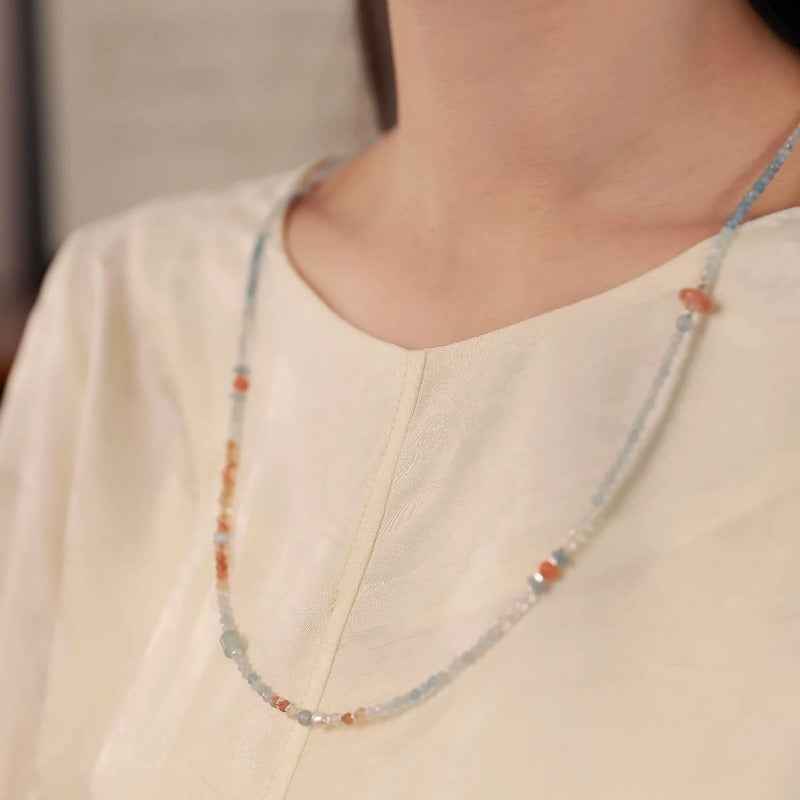 Throat Balance | Aquamarine Red Agate Necklace