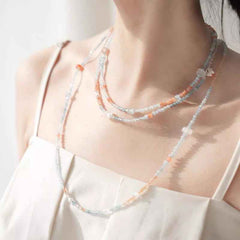 Throat Balance | Aquamarine Red Agate Necklace