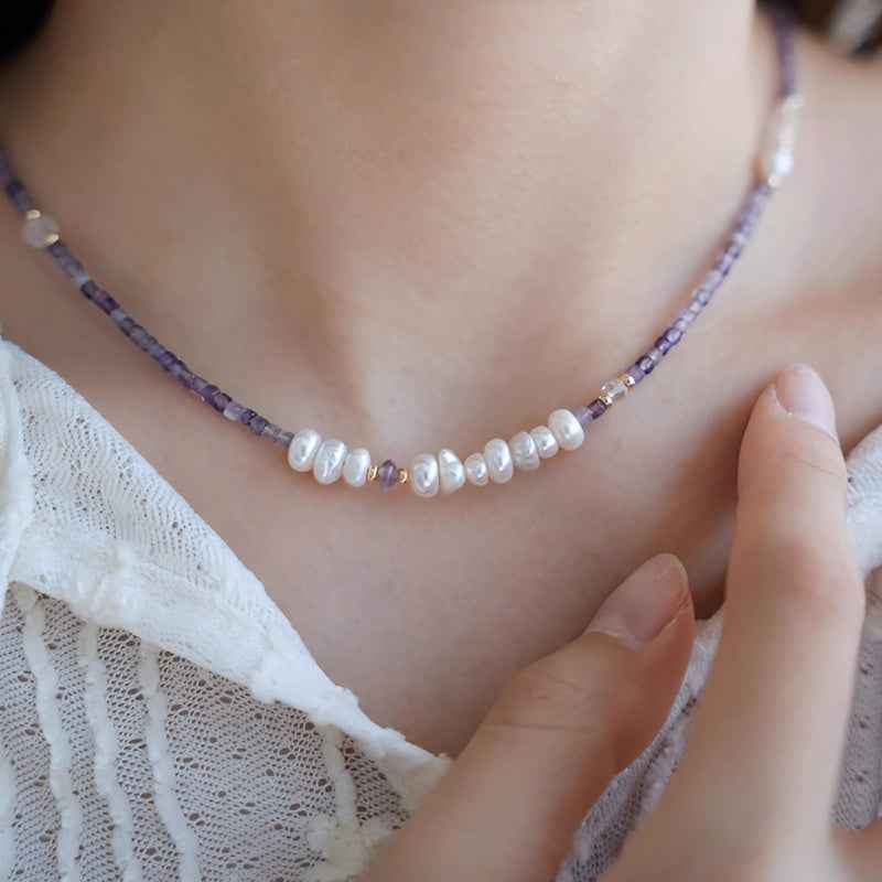 Crown Awakening | Amethyst Baroque Pearl Necklace
