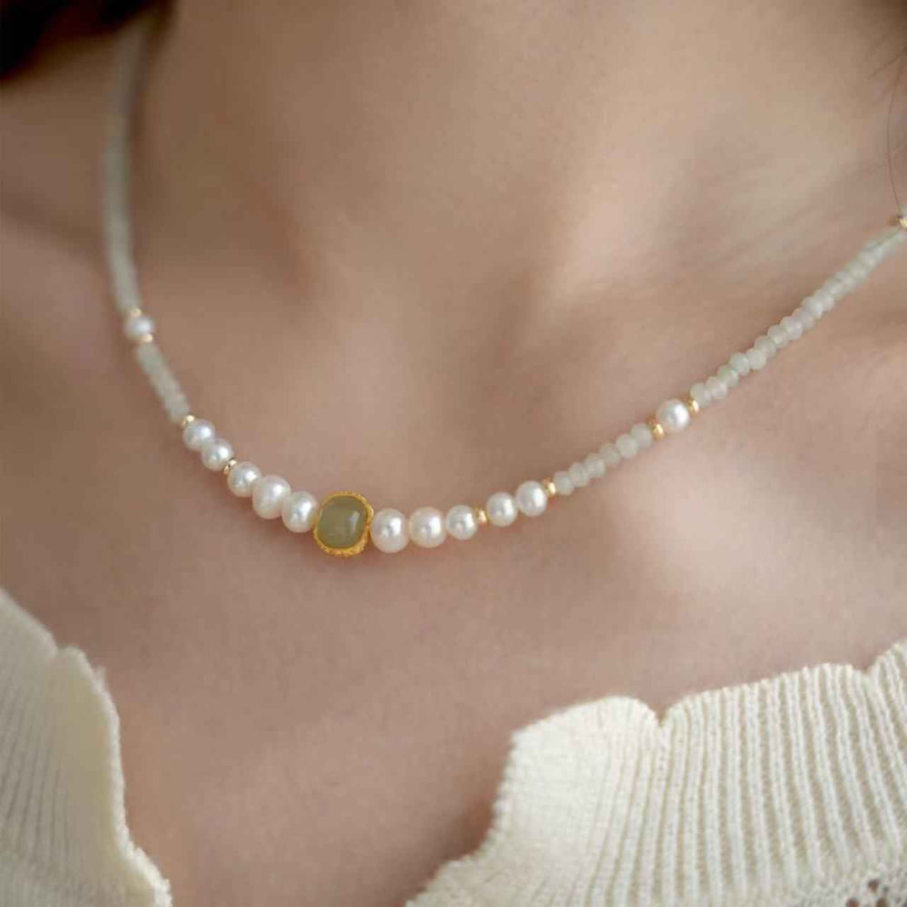 Pure Harmony - Jade Chalcedony Pearl Necklace