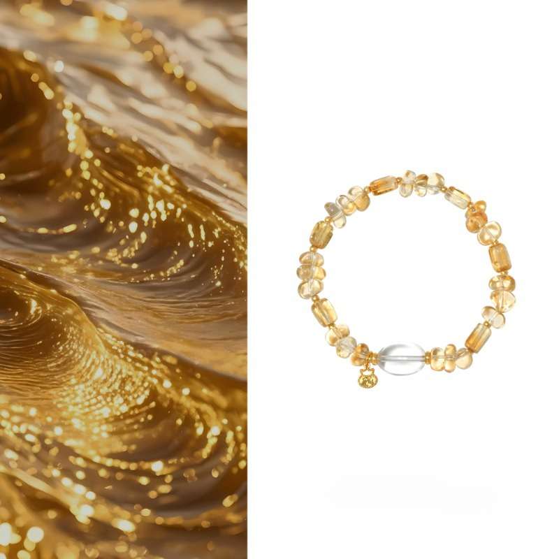 AURA LITH Abundance and Light Citrine and Clear Quartz Bracelet, a natural gemstone bracelet designed to align your vibration with prosperity.