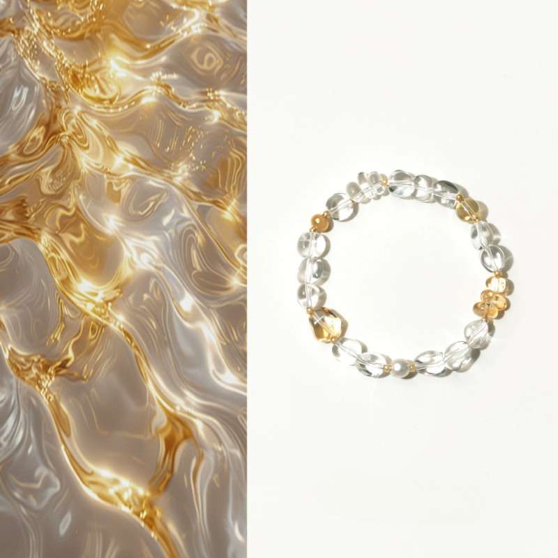 Handmade crystal jewelry featuring premium citrine and clear quartz crystals to support wealth manifestation and peace.