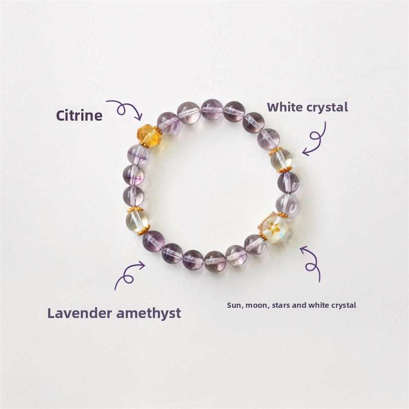 Handmade crystal jewelry featuring premium amethyst and genuine citrine beads to support emotional balance and deep mindfulness.