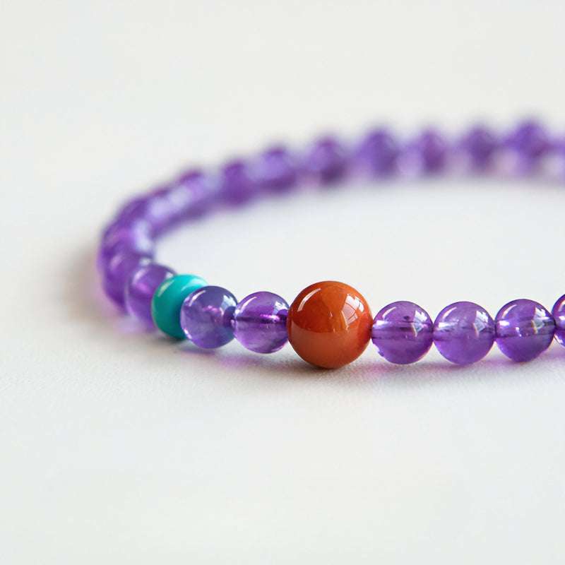 Handmade crystal jewelry featuring a premium amethyst zodiac beaded bracelet designed for inner peace.