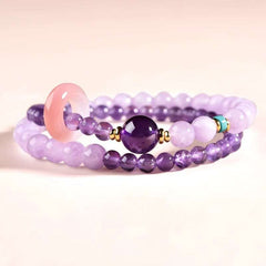 AURA LITH Aquarius Innovation Amethyst Zodiac Bracelet, a natural gemstone bracelet for creative innovation and clarity.