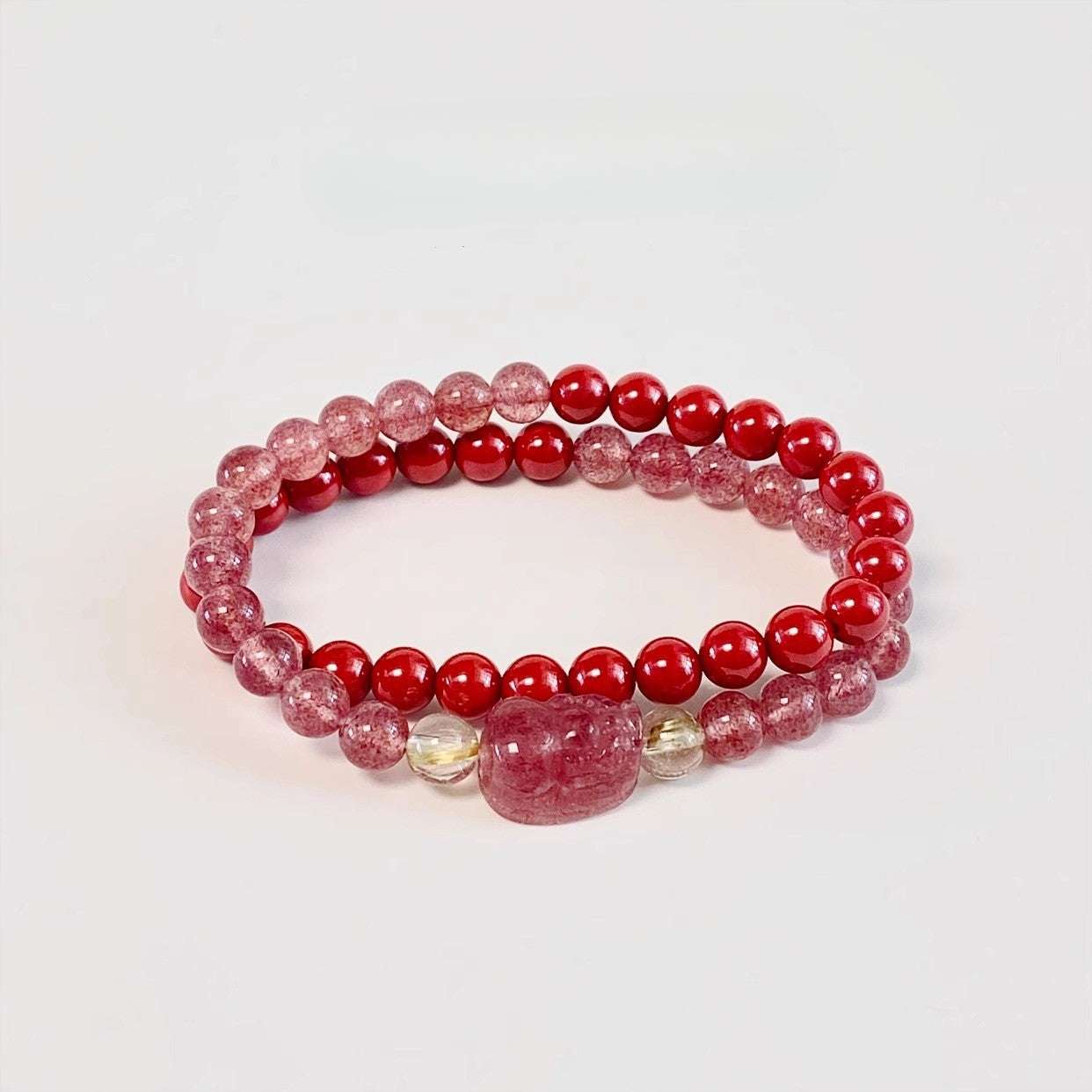 AURA LITH Aries Vitality Rutilated Quartz Zodiac Bracelet, a natural gemstone bracelet for relentless drive and action.