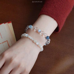 Close-up look of genuine 7A grade clear quartz stones and radiant protective crystals from AURA LITH cosmic jewelry.