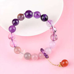 Close-up look of genuine 7A grade amethyst beads from AURA LITH healing gemstone jewelry.