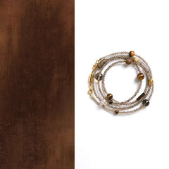 AURA LITH Grounding & Power Smoky Quartz and Tiger's Eye Bracelet, a natural gemstone bracelet designed to stabilize energy and deepen inner strength.
