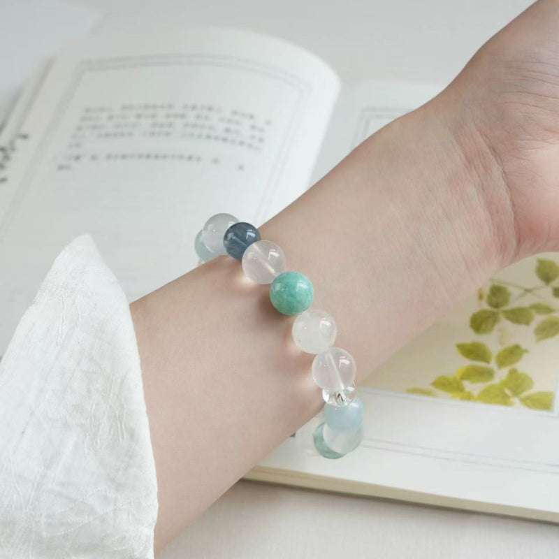 Spiritual crystal chakra bracelet for empowering you to speak your truth, perfect as a personalized mindfulness crystal gift.