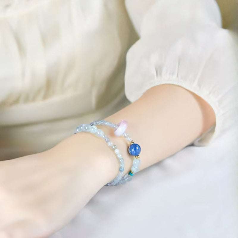 Spiritual crystal chakra bracelet for zodiac healing, perfect as a personalized mindfulness crystal gift for Aquarius.