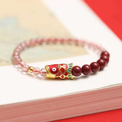 Handmade crystal jewelry featuring a premium strawberry quartz zodiac bracelet designed for Libra harmony.