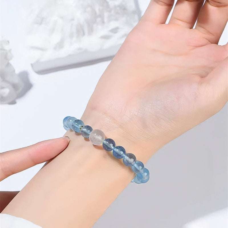 AURA LITH aquamarine crystal bracelet designed for emotional soothing, spiritual awareness, and aura protection.