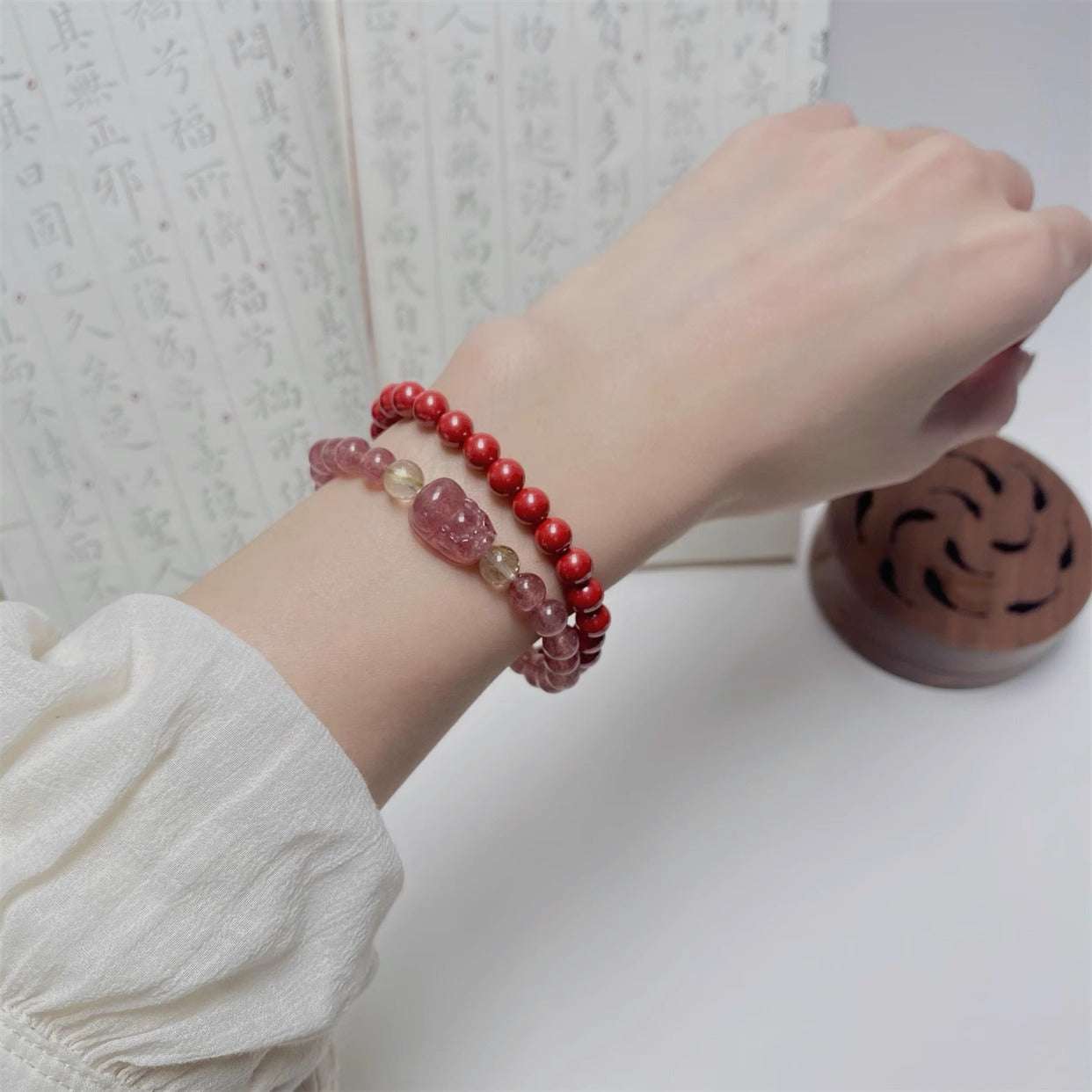 AURA LITH genuine crystal bracelet designed for Aries alignment, boosting physical vitality and cosmic protection.