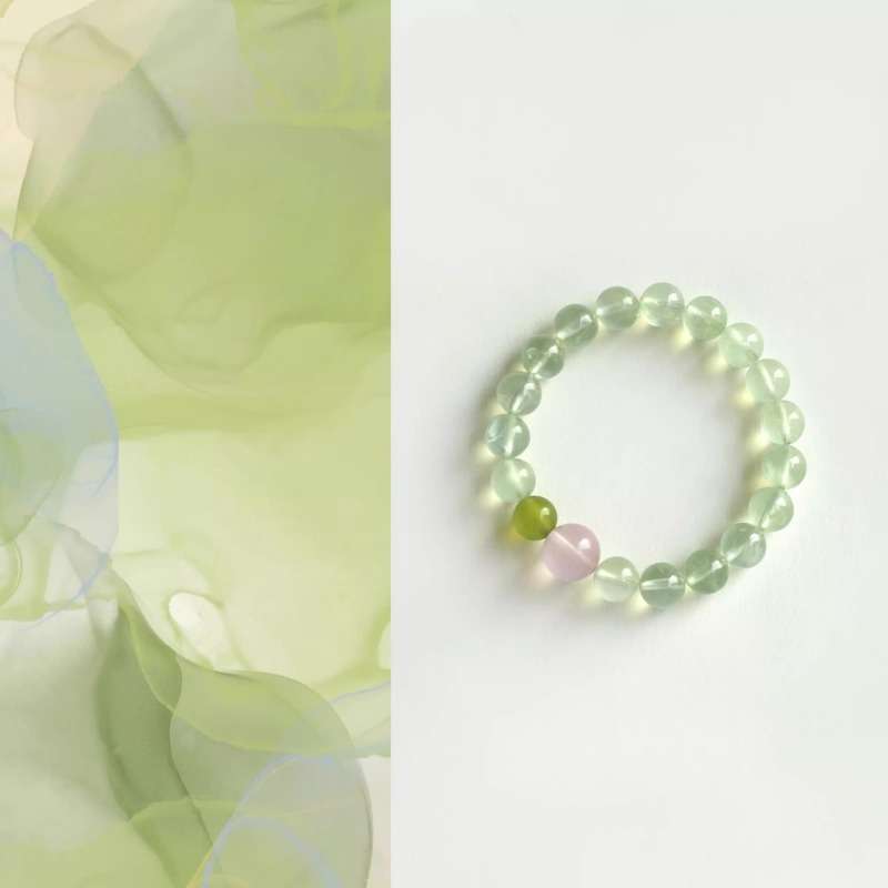 AURA LITH Peace & Heart Healing Prehnite and Rose Quartz Bracelet, a natural gemstone bracelet designed to quiet the mind and deepen loving energy.