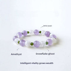 Handmade crystal jewelry featuring elegant amethyst and genuine jade beads to support emotional healing and peace.