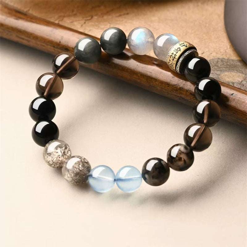 Handmade crystal jewelry featuring a premium aquamarine multi-treasure zodiac bracelet for deep emotional healing.