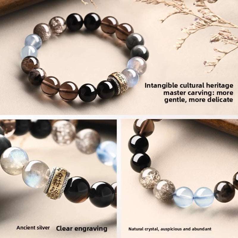 AURA LITH balancing crystal bracelet designed for Pisces alignment, featuring a sacred 925 silver charm.