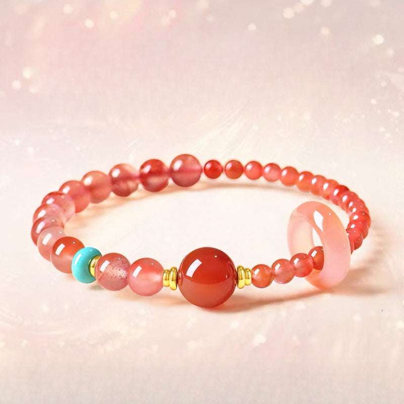 Vibrant red crystal bracelet featuring genuine south red agate for passion and strength, perfect as a mindfulness gift for Scorpio.