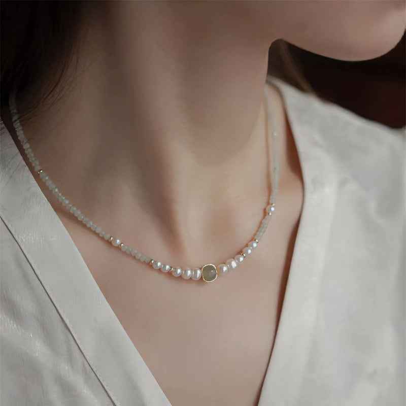 Pure Harmony - Jade Chalcedony Pearl Necklace