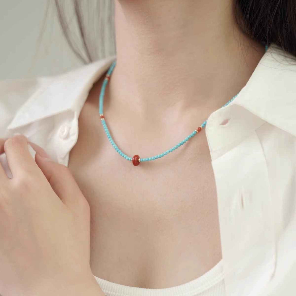 Sacral Expression | Red Agate Turquoise Necklace